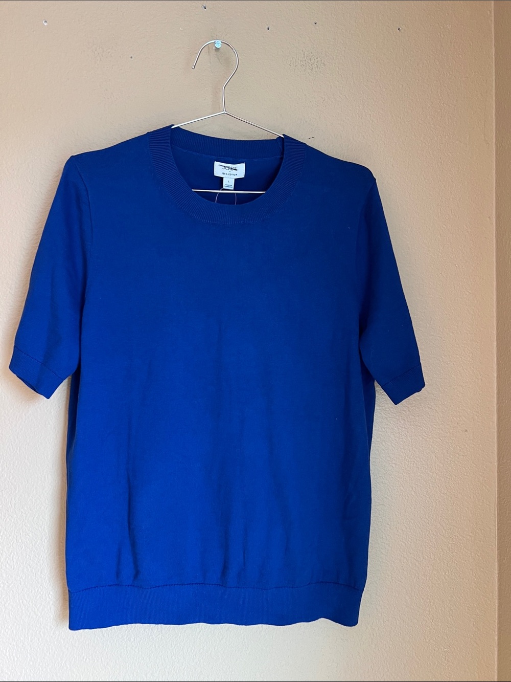 J Crew Factory Sweater in Sapphire Blue 100% Cotton L NWT